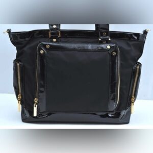 Tory Burch Black Patent Tote with Gold Hardware